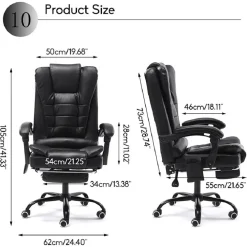 SEDIA UFFICIO GIREVOLE GIOCO POGGIAPIEDI SCRIVANIA RECLINABILE IN PELLE MARRONE