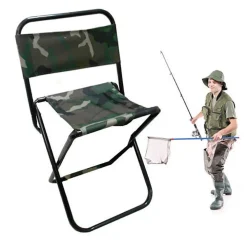 SEDIOLINO PIEGHEVOLE PER PESCA CAMPEGGIO CON SCHIENALE SEDIA SGABELLO MILITARE