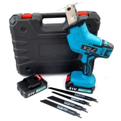 SEGA SEGHETTO A GATTUCCIO BATTERIA MOTOSEGA ELETTROSEGA 4 LAME 2 BATTERIE 21V