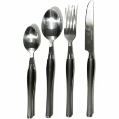 SERVIZIO DI POSATE 24 PEZZI NERO IN ACCIAIO INOX CON STAND SHARON TAVOLA CUCINA