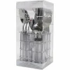 SERVIZIO POSATE 24 PEZZI BIANCO IN ACCIAIO INOX CON STAND SHARON TAVOLA CUCINA