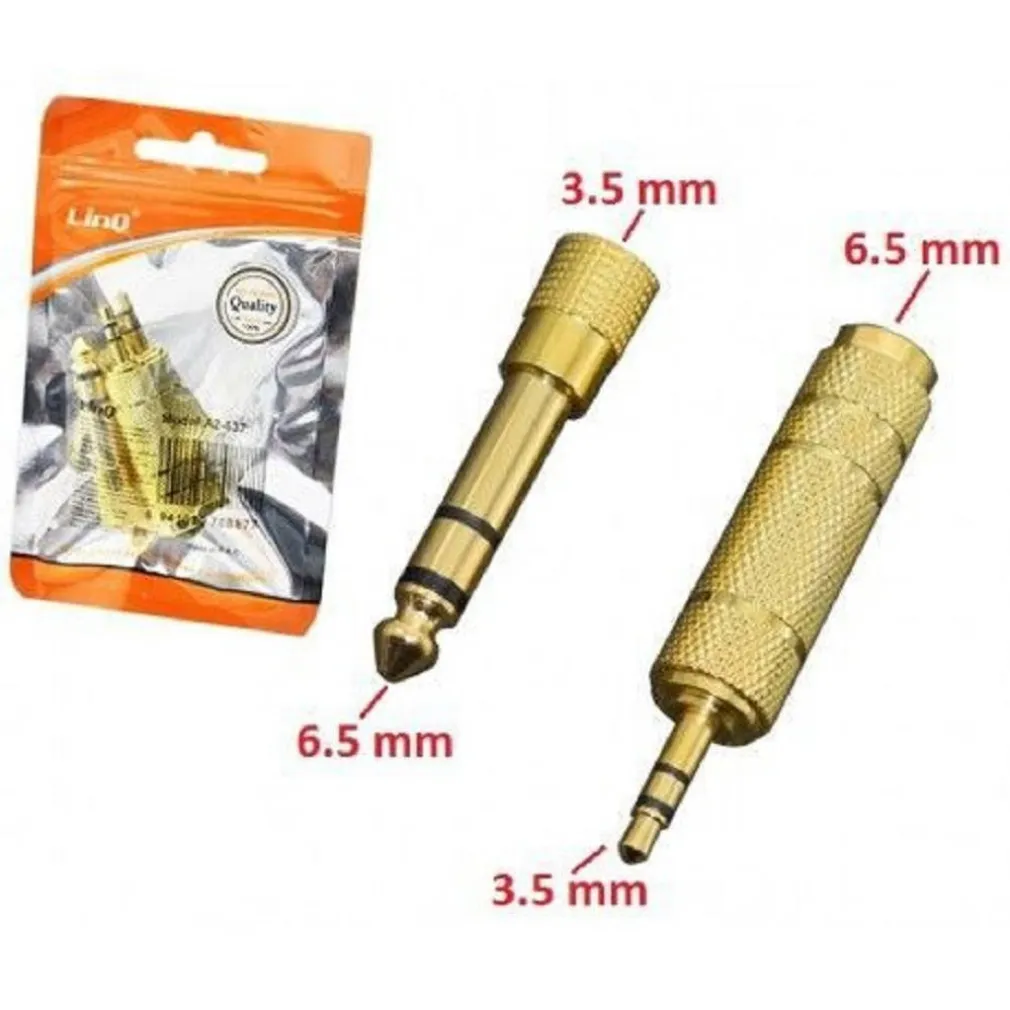 SET 2 ADATTATORI CONVERTITORI IN METALLO AUDIO DA JACK 3,5 MM A 6,5 MM A2-637