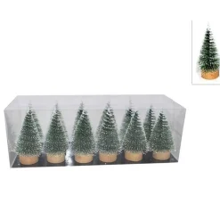 SET 12 ALBERELLI INNEVATI MINI ALBERO NATALE 10CM DECORAZIONI ADDOBBI NATALIZI