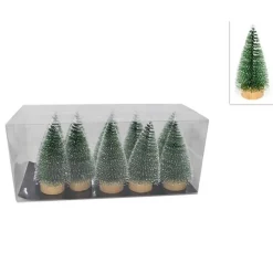 SET 10 ALBERELLI INNEVATI MINI ALBERO NATALE 12CM DECORAZIONI ADDOBBI NATALIZI