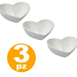 SET 3 ANTIPASTIERE CIOTOLE CUORE FINGER FOOD BIANCO PORCELLANA SNACK APERITIVO