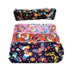 SET 2 ASTUCCI FARFALLE FIORI PORTAPENNE PORTAPASTELLI MATITE COSMETICI BORSA ZIP