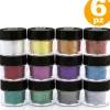 SET 6 BARATTOLI PORPORINA GLITTER NAIL ART GRANA FINE BRILLANTINI DECORAZIONI