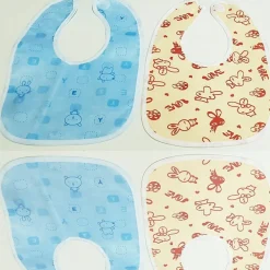 SET 3 BAVETTI BAVETTA BAVAGLINI BAMBINO GIALLO AZZURRO BIMBO NEONATO COTONE