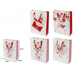 SET 6 BUSTE REGALO SACCHETTO SAN VALENTINO 18X23X8.5 CM 71087 FANTASIE ASSORTITE