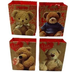SET 6 BUSTE REGALO SAN VALENTINO ORSO SACCHETTO 26X32X12.5CM 59520 VARI MODELLI