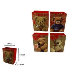 SET 6 BUSTE REGALO SAN VALENTINO ORSO SACCHETTO 26X32X12.5CM 59520 VARI MODELLI