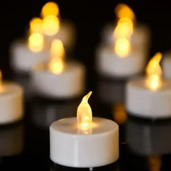 SET 24 CANDELE FIAMMA LUMINI LED DECORATIVE A BATTERIA VOTIVI LUCE BIANCO CALDO