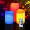 SET 3 CANDELE LED LUCE RGB CANDELA TELECOMANDO FUOCO FINTO CROMOTERAPIA MASSAGGI