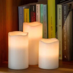 SET 3 CANDELE LED LUCE RGB CANDELA TELECOMANDO FUOCO FINTO CROMOTERAPIA MASSAGGI