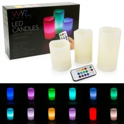 SET 3 CANDELE LED LUCE RGB CANDELA TELECOMANDO FUOCO FINTO CROMOTERAPIA MASSAGGI