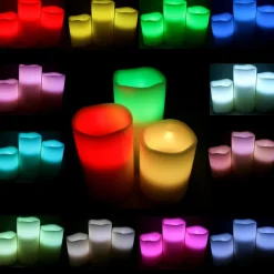 SET 3 CANDELE LED LUCE RGB CANDELA TELECOMANDO FUOCO FINTO CROMOTERAPIA MASSAGGI