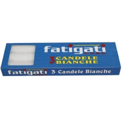 SET 3 CANDELE STEARICHE CANDELA VOTIVA IN CERA BIANCHE LUNGHE 18X2CM DECORAZIONI