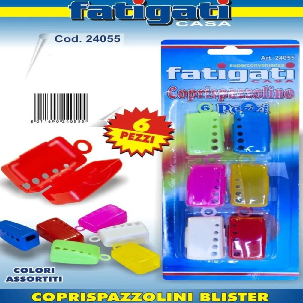 SET 6 CAPPUCCI COLORATI PER SPAZZOLINO DA DENTI CON GANGIO COPRI SPAZZOLINI