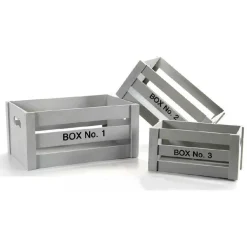 SET 3 CASSETTE BOX SCATOLE IN LEGNO DECORATE 16/14/10CM COLORI ASSORTITI 763700