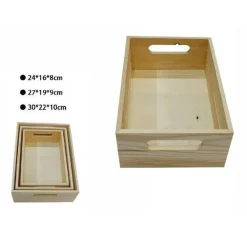 SET 3 CASSETTE CASSETTA IN LEGNO NATURALE DECOUPAGE TRIS MATRIOSKA SCATOLA