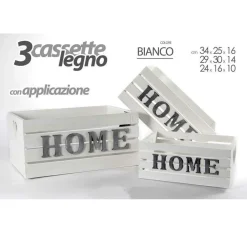 SET 3 CASSETTE CASSETTINA PORTAPIANTA LEGNO 16/14/10CM HOME DELUXE BIANCO 736124