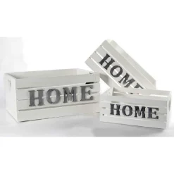 SET 3 CASSETTE CASSETTINA PORTAPIANTA LEGNO 16/14/10CM HOME DELUXE BIANCO 736124