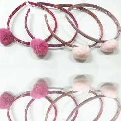SET 2 CERCHIETTI CERCHIETTO FRONTINO ROSA PON PON CAPELLI FERMACAPELLI ACCESSORI