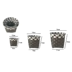 SET 3 CESTINI PORTA OGGETTI ORGANIZER TESSUTO BAGNO ROTONDI GRIGIO BIANCO 59075