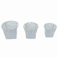 SET 3 CESTINI ROTONDI PORTAOGGETTI IN TESSUTO BIANCO PER BAGNO CASA CUCINA 79043