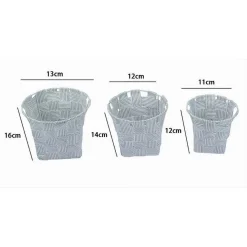 SET 3 CESTINI TONDI PORTA OGGETTI TESSUTO GRIGIO CHIARO BAGNO CASA CUCINA 79042