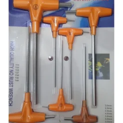 SET 7 CHIAVI CHIAVINI ESAGONALI PROFESSIONALI MANICO MODELLO A T