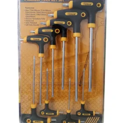 SET 9 CHIAVI CHIAVINI LUNGHI TORX CON FORO CON MANICO AD ELLE A T CROMO VANADIO