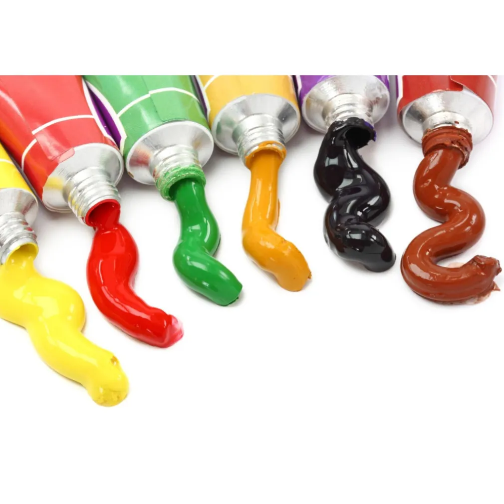 SET 12 COLORI A TEMPERA CON 3 PENNELLI KIT DA DISEGNO PITTURA ARTISTICA SCUOLA