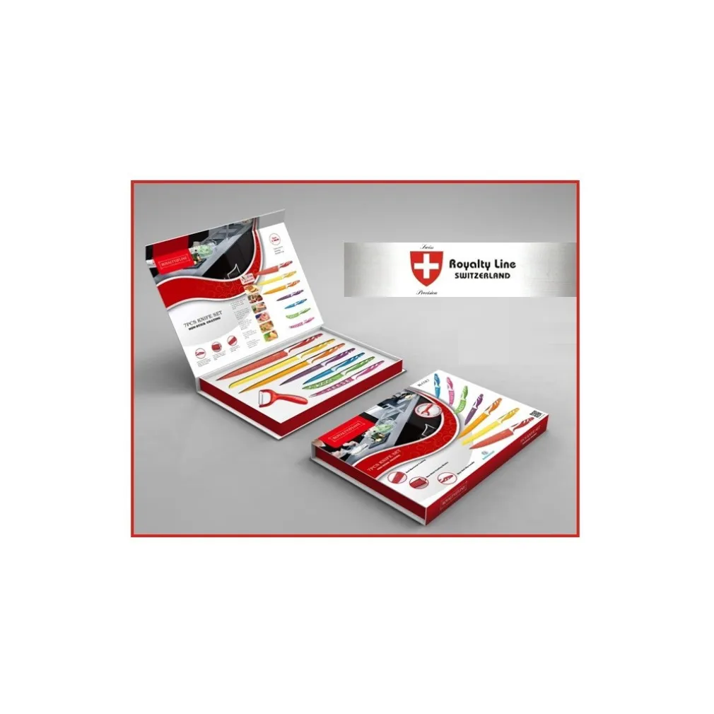 SET 7 COLTELLI DA CUCINA COLORATI CERAMICA PIU PELAPATATE ROYALTY LINE ACCIAIO