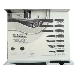 SET 7 COLTELLI DA CUCINA IN ACCIAIO MANICO ANTISCIVOLO PIU PELAPATATE BLACK