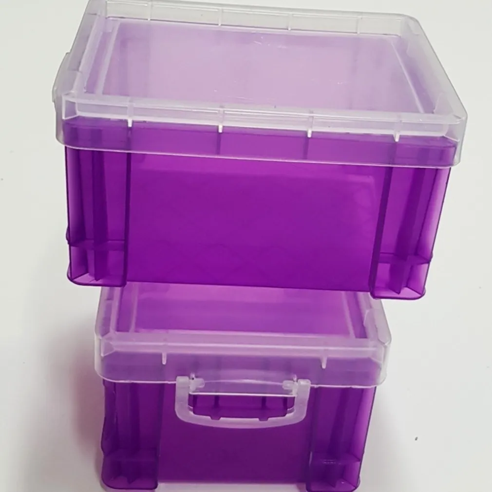 SET 2 CONTENITORI SCATOLA 11x8.5x6CM TAPPO IMPILABILE BOX DECORAZIONI NAIL ART