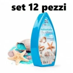 SET 12 DEODORANTI GEL PROFUMO AMBIENTE ASSORBI ODORI FRAGRANZA BREZZA MARINA
