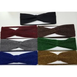 SET 2 FASCE ELASTICHE GLITTER ANNODATA RETRO FERMA CAPELLI TESSUTO CERCHIETTO