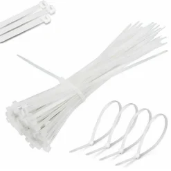 SET 100 FASCETTE PLASTICA PER CABLAGGIO 7,6 X 450MM STRINGI CAVO BIANCHE B4576