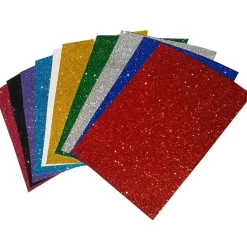 SET 10 FOGLI FOGLIO FLESSIBILE COLORATI COLORI GLITTER GOMMAPIUMA A4 20X30CM