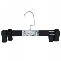 SET 3 GRUCCE PANTALONI PLASTICA NERE ARMADIO CLIP ANTISCIVOLO GONNE SHORTS TOP