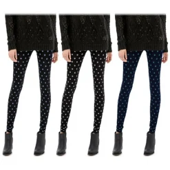 SET 3 LEGGINGS A POIS DA DONNA ASS. KRISTAL EFF. TERMICO INTERNO FELPATO