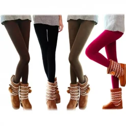 SET 5 LEGGINGS DONNA EFFETTO TERMICO FELPATO ASS. UHRA COLLANT TAGLIA UNICA