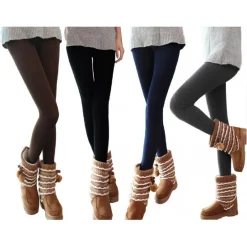 SET 5 LEGGINGS DONNA EFFETTO TERMICO INTERNO FELPATO ELASTICIZZATO COLLANT