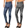 SET 2 LEGGINGS STILE DENIM MOD. ALISYA CON TRAMA FLOREALE E TASCHE