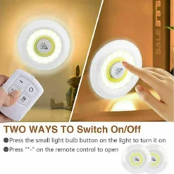 SET 3 LUCI LED COB CON TELECOMANDO LUCE REGOLABILE LAMPADA DISCO ARMADIO TX-9728