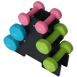 SET 6 MANUBRI PALESTRA CON STAND APPOGGIO 2X1KG +2X2KG +2X3KG PESI SPORT FITNESS