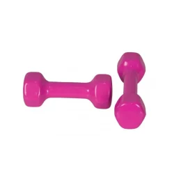 SET 2 MANUBRI ROSA FUCSIA DA 0.5 KG IN VINILE SET PESO PESI FORMA ESAGONALE