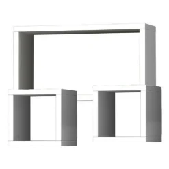 SET 3 MENSOLE CUBI A PARETE IN LEGNO MDF SCAFFALE LIBRERIA MENSOLA VARI COLORI