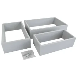 SET 3 MENSOLE DA MURO A PARETE DESIGN MODERNO CUBO RETTANGOLARE IN LEGNO GRIGIO